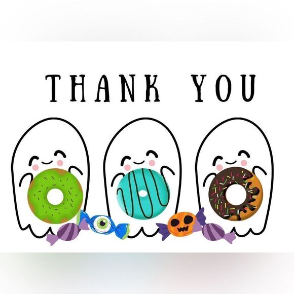 50 Personalized Halloween 🎃 Thank You Cards - Picture 1 of 2